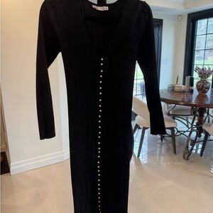 Elegant Black Dress with Pearl Accents